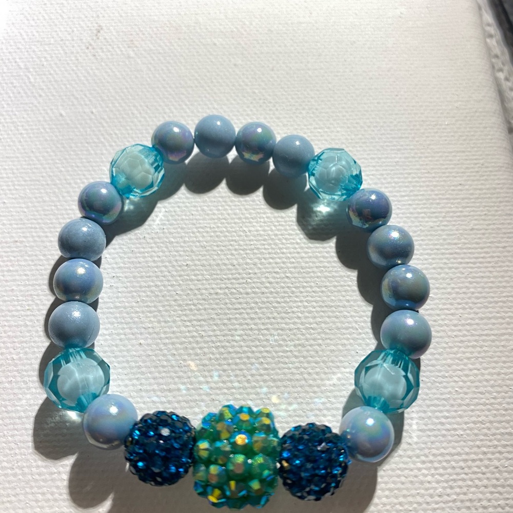 Blue and Green Beaded Kids Bracelet
